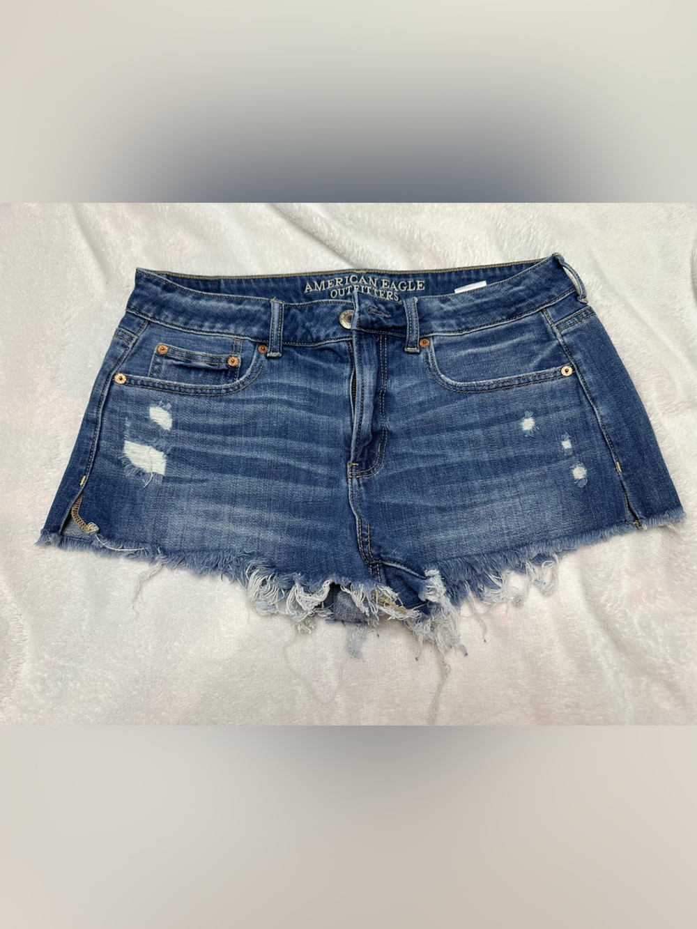 American Eagle Outfitters Indigo Distressed Denim Cutoff Shorts